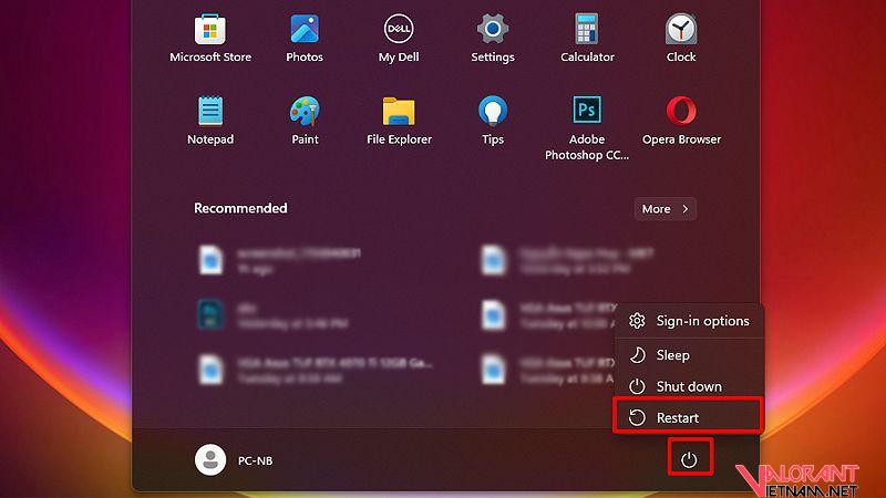 Cách khởi động lại PC