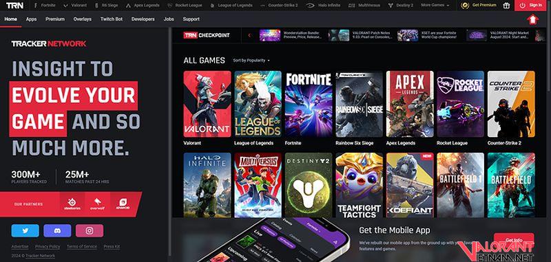 Truy cập Tracker.gg và chọn Valorant